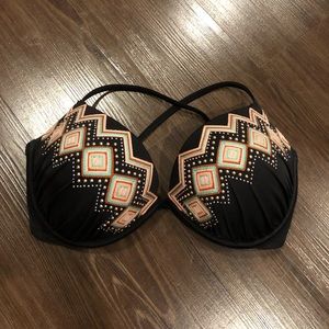 Shade & Shore Black Crochet Swim Bikini Top 36D